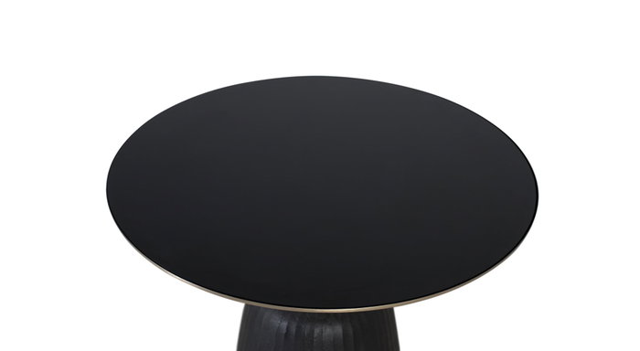 GINER Y COLOMER Table basse en verre trempé avec structure en aluminium - Noir et doré - Diamètre 76 cm, Hauteur 44 cm - Design contemporain pour salon